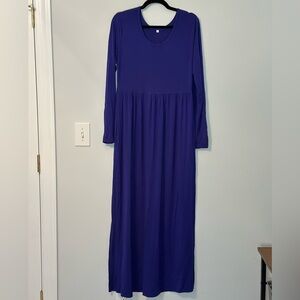 Blue-Violet, long sleeved, empire dress. 2XL